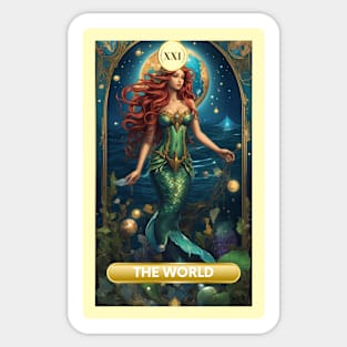 The World Card From the Light Mermaid Tarot Deck. Sticker